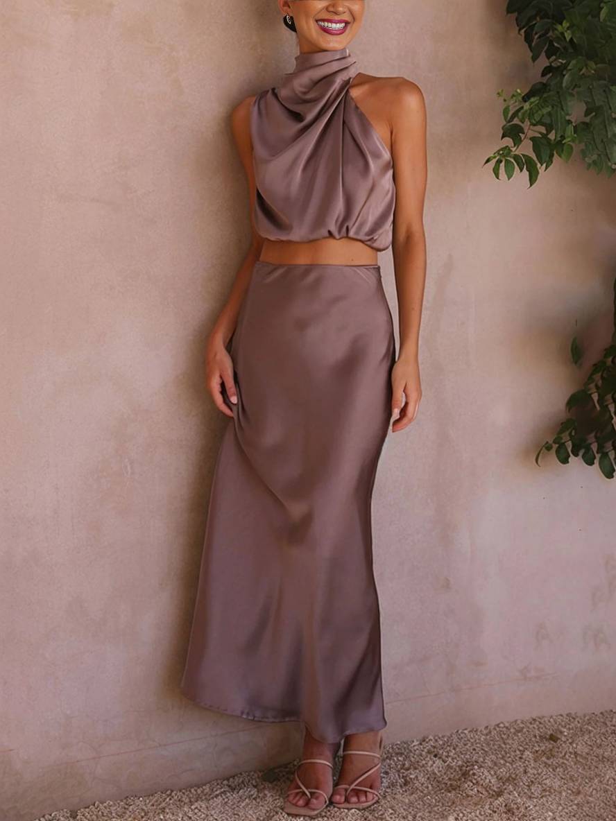 Conjunto de Dos Piezas para Invitada de Boda de Verano en Pastel green 3