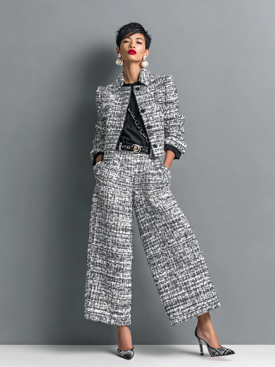 Conjunto Elegante Chic de Mujer en Gris