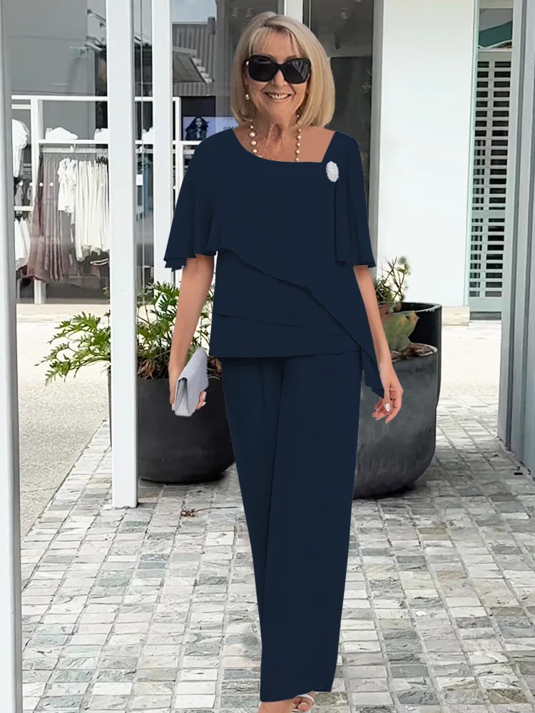 Conjunto Elegante Fluido de Noche en Azul marino