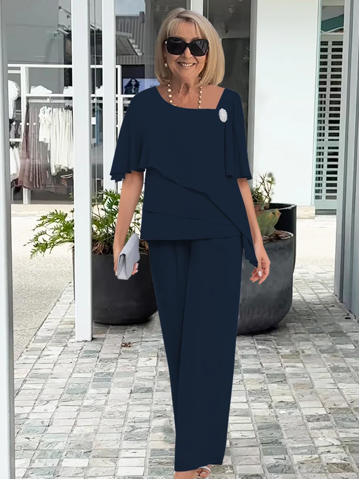 Conjunto Elegante Fluido de Noche en Azul marino