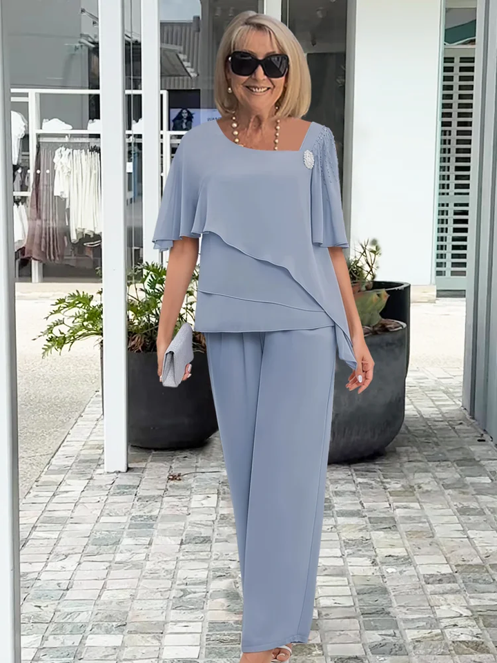 Conjunto Elegante Fluido de Noche en Azul