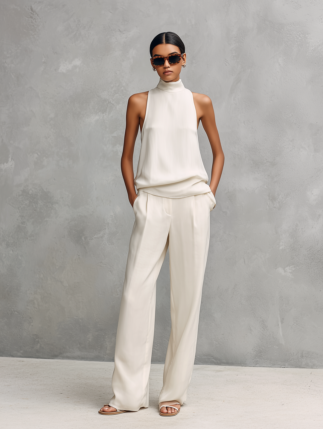 Conjunto Elegante Minimalista de Verano en Blanco