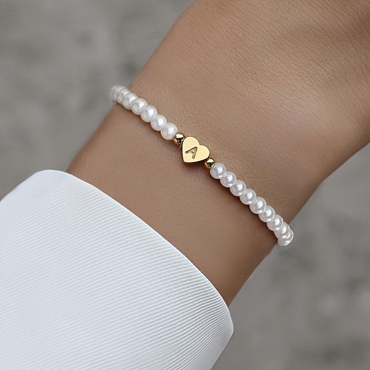 Pulsera de Iniciales de Corazón A-Z Elegante