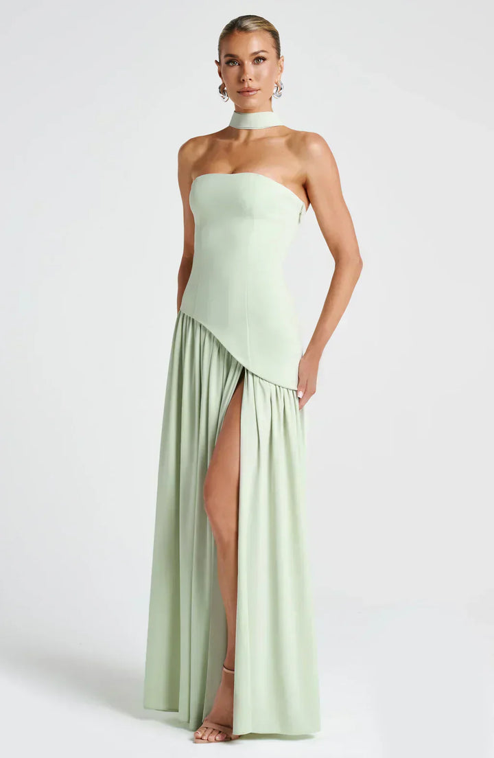 Damen Asymmetrisches Maxi Kleid für en Verde 2