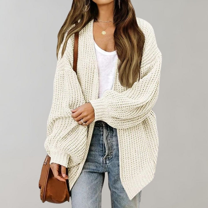 Damen Freizeit-Strickjacke mit offener Vorderseite en Blanco