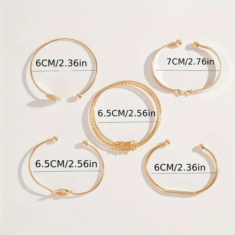 Conjunto de Pulseras de Color oro con Elegancia Sofisticada y Nudos