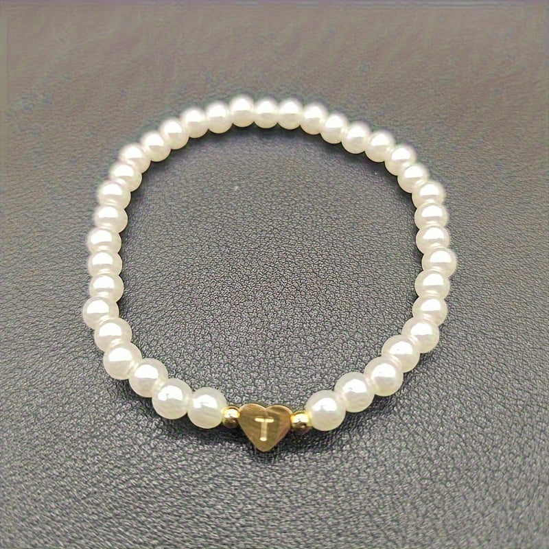 Pulsera de Iniciales de Corazón A-Z Elegante