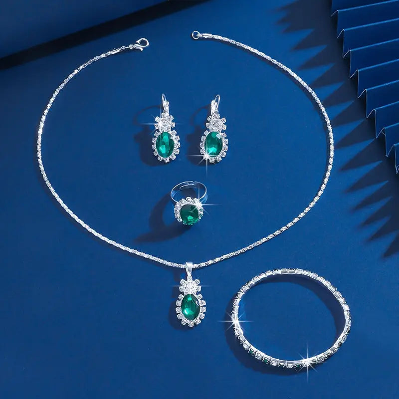Conjunto de Joyas Seloria Grevalyn | Color oro Blanco