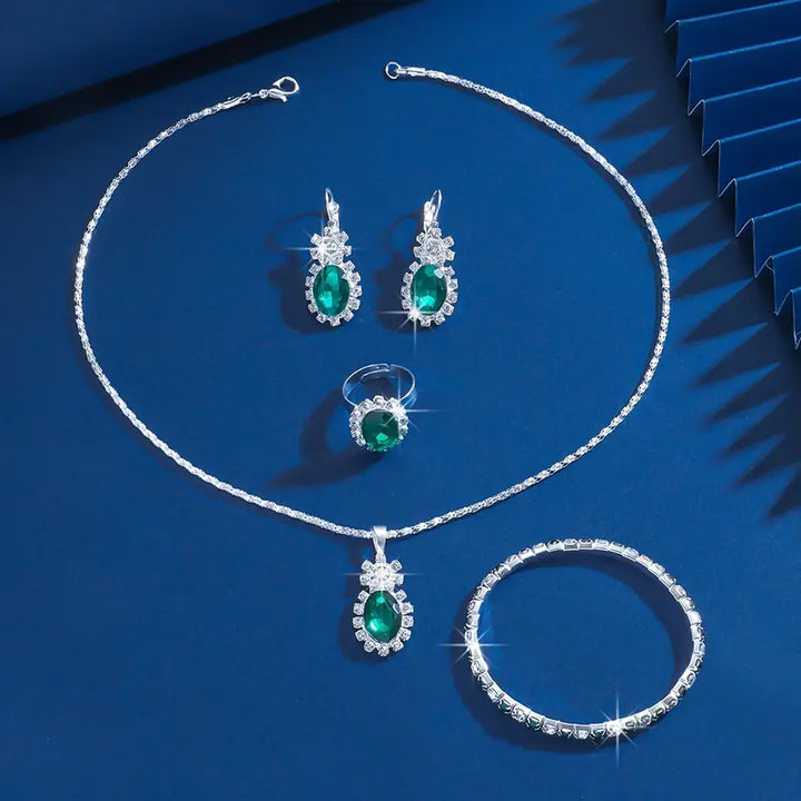Conjunto de Joyas Seloria Grevalyn | Color oro Blanco