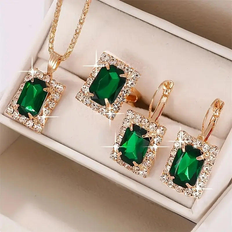 Conjunto de Joyería Sylvara Greenveil | Color oro Blanco