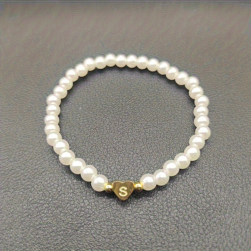 Pulsera de Iniciales de Corazón A-Z Elegante