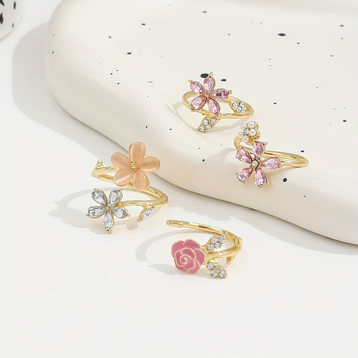 Conjunto de Anillos de Estrás Aleadas