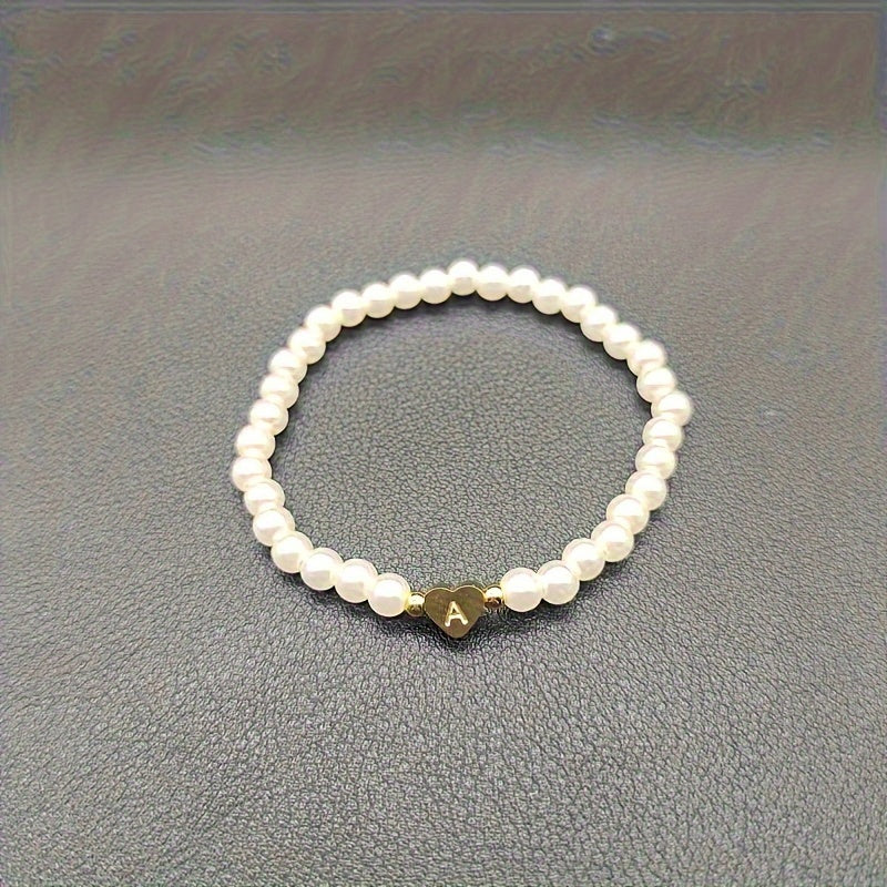 Pulsera de Iniciales de Corazón A-Z Elegante