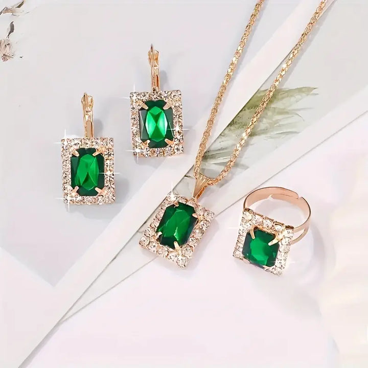 Conjunto de Joyería Sylvara Greenveil | Color oro Blanco