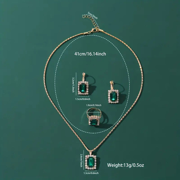Conjunto de Joyería Sylvara Greenveil | Color oro Blanco
