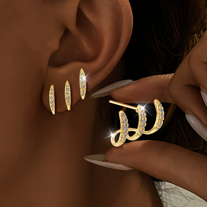 Pendientes Elegantes de Strass con Tres Garras