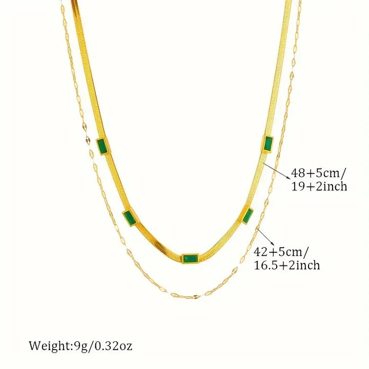 Collar Retro de Doble Capa Sorella Gem | Color oro