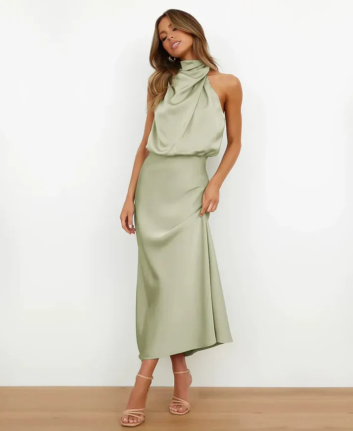 Elegant Midi Dress weddingguest dress en Verde claro