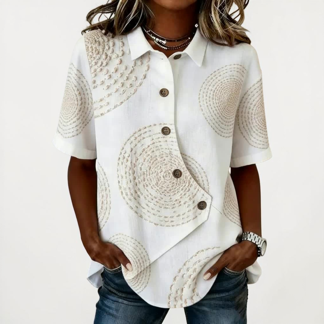 Elegante Camisa de Lino Clásica en Beige