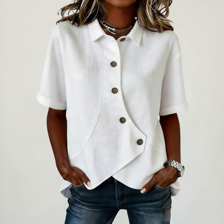 Elegante Camisa de Lino Clásica en Blanco