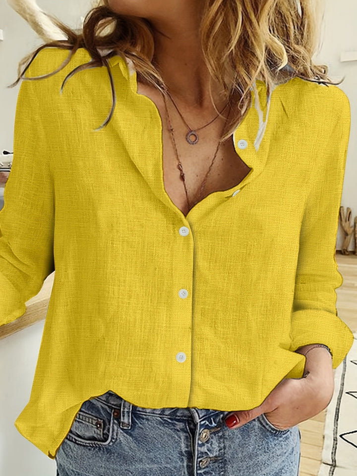 Elegante Camisa de Lino para Primavera en Amarillo