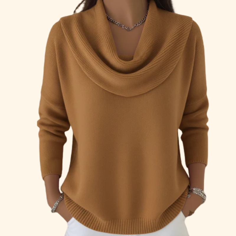 Elegante Pullover Drapado en Marrón