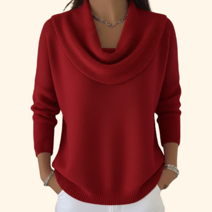 Elegante Pullover Drapado en Rojo