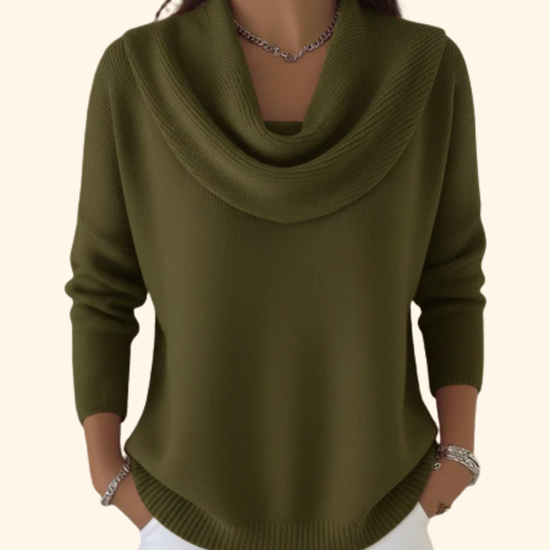 Elegante Pullover Drapado en Verde