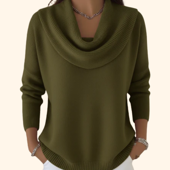Elegante Pullover Drapado en Verde