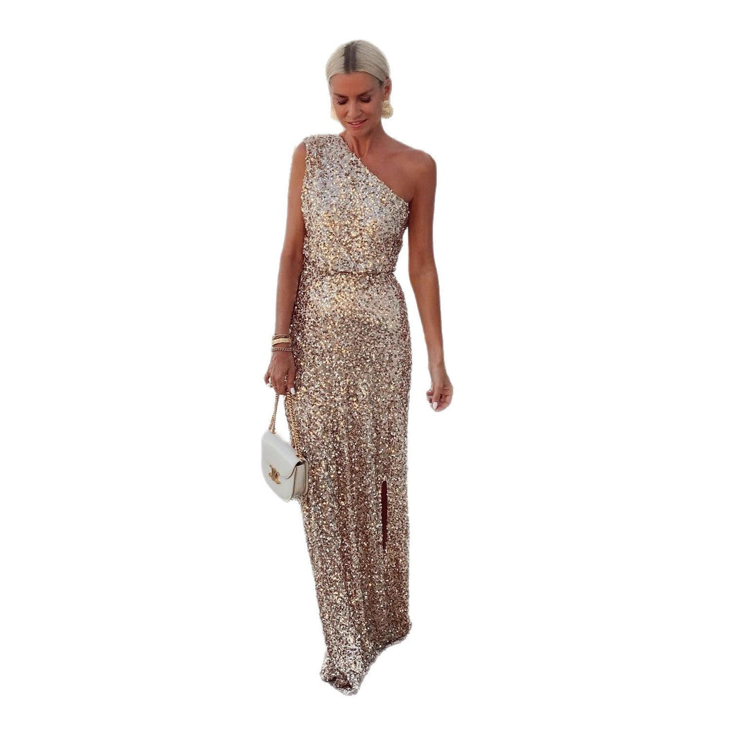 Elegante Vestido de Invitada Lentejuelas Brillantes (5)