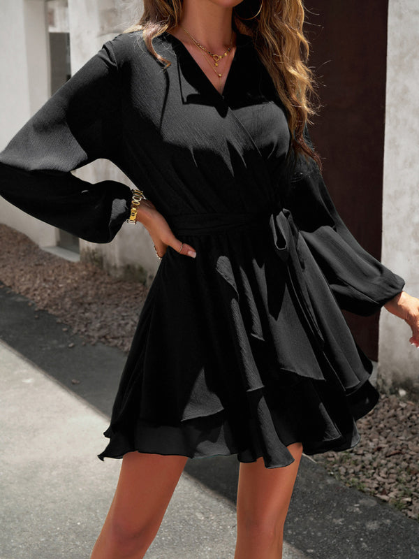 Elegante Vestido de Lino Fruncido en Negro
