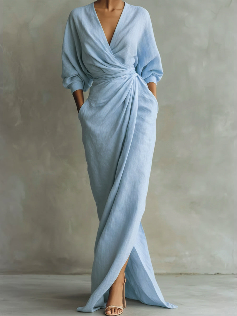 Elegante Vestido de Otoño en Azul claro