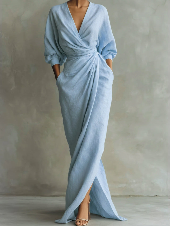 Elegante Vestido de Otoño en Azul claro