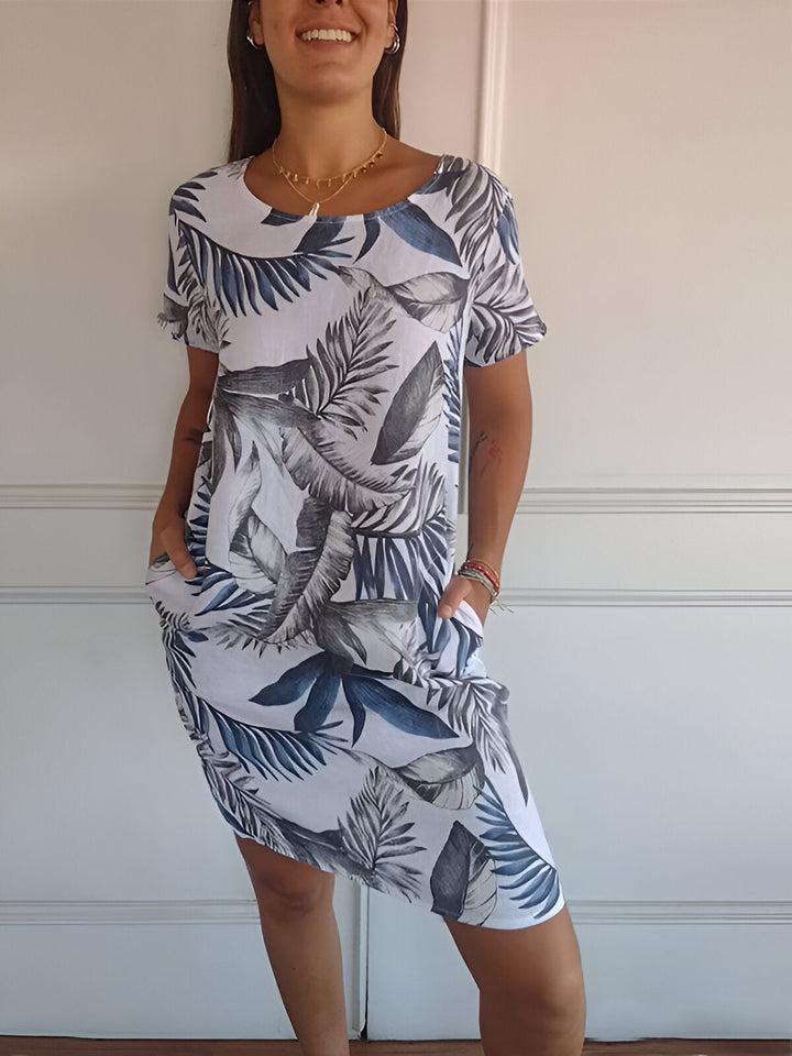 Elegante Vestido de Verano Maxi en weiß und blau