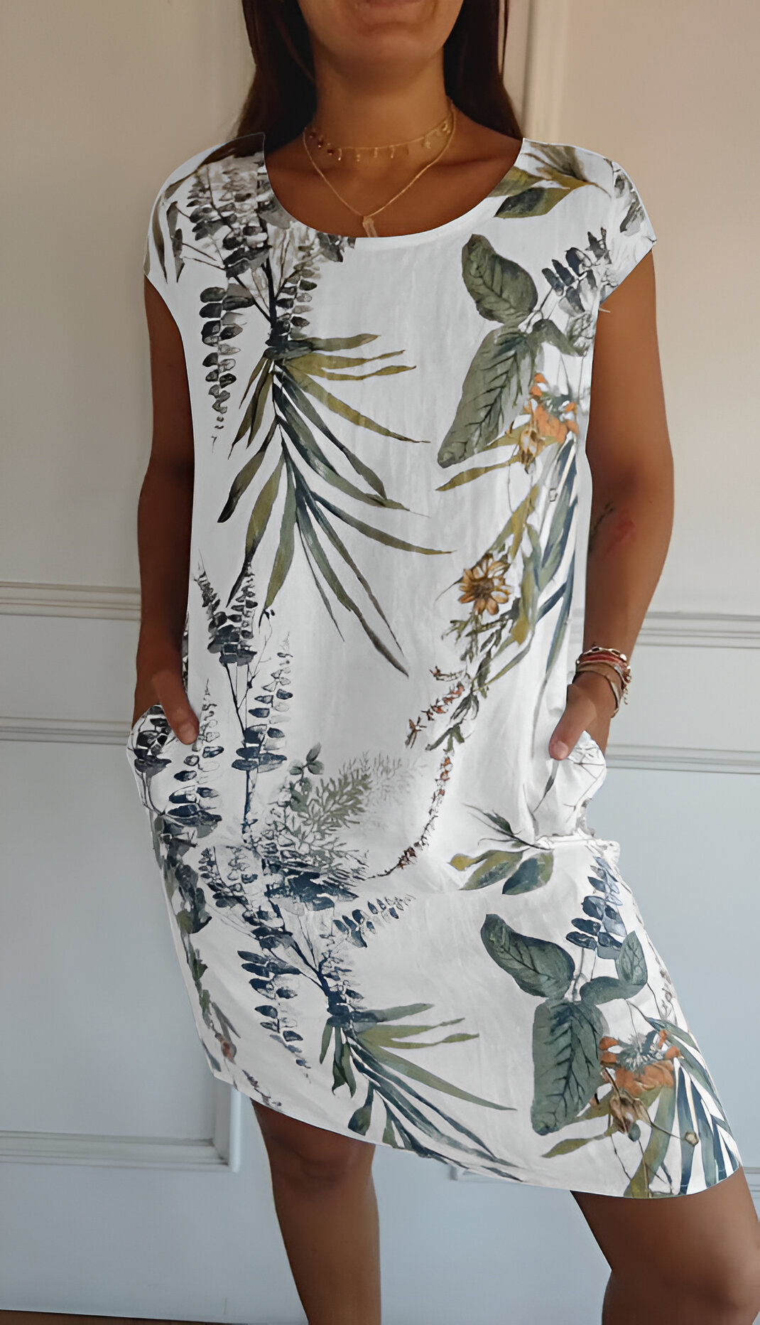 Elegante Vestido de Verano Maxi en Weiß und Grün