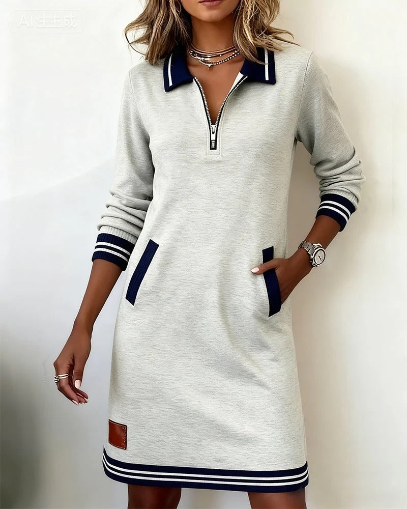 Elegante Vestido Otoñal para Mujer en Gris