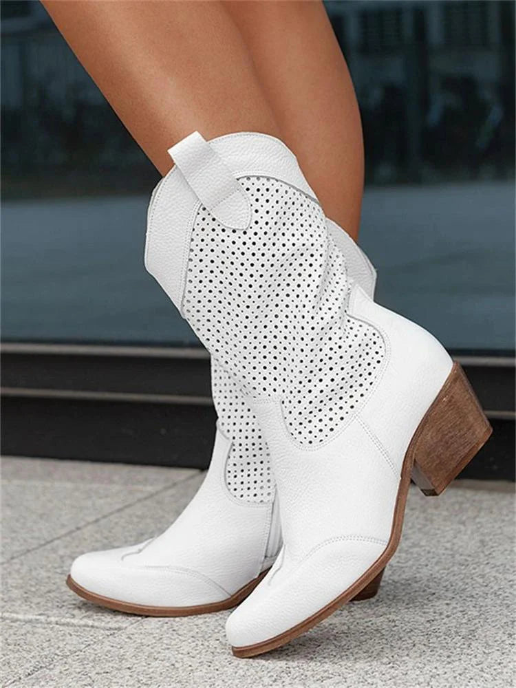 Elegantes Botas Bajas para Mujer en Blanco