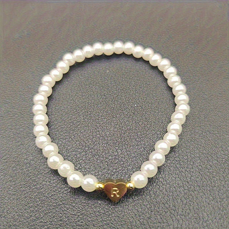 Pulsera de Iniciales de Corazón A-Z Elegante