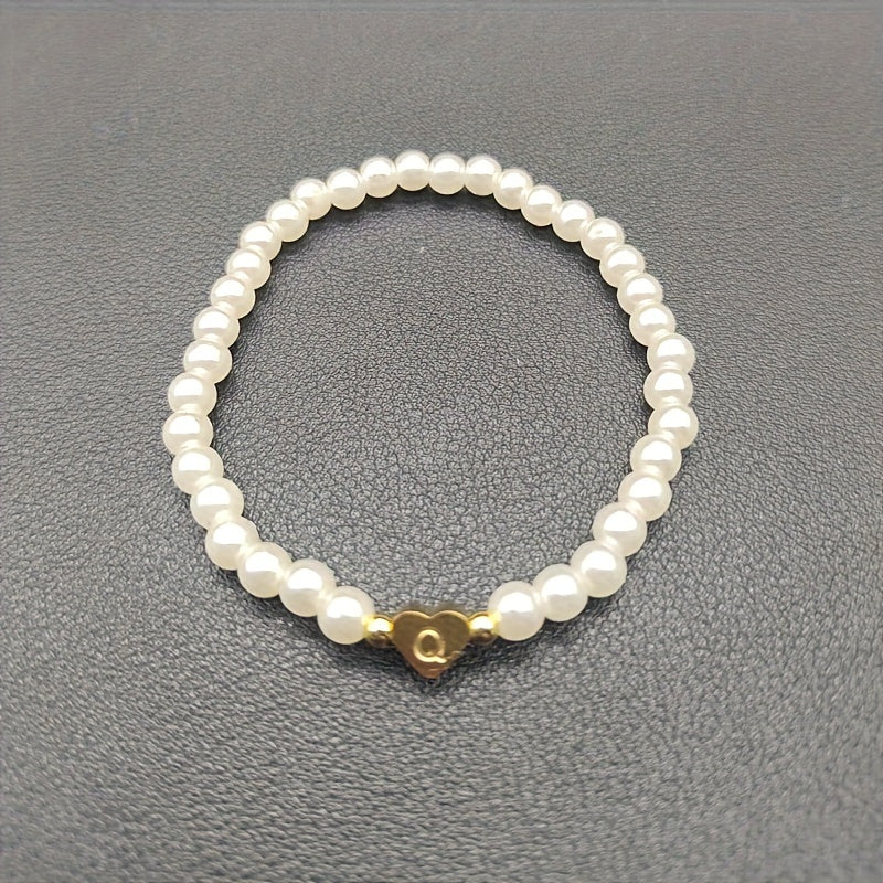 Pulsera de Iniciales de Corazón A-Z Elegante