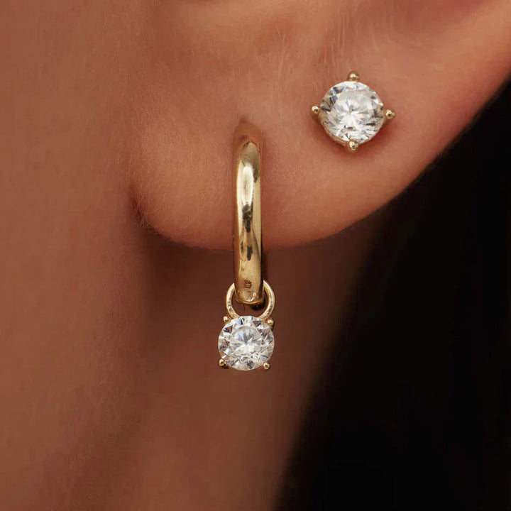 Conjunto de Pendientes de Piedra Color oro Larmes de Lune