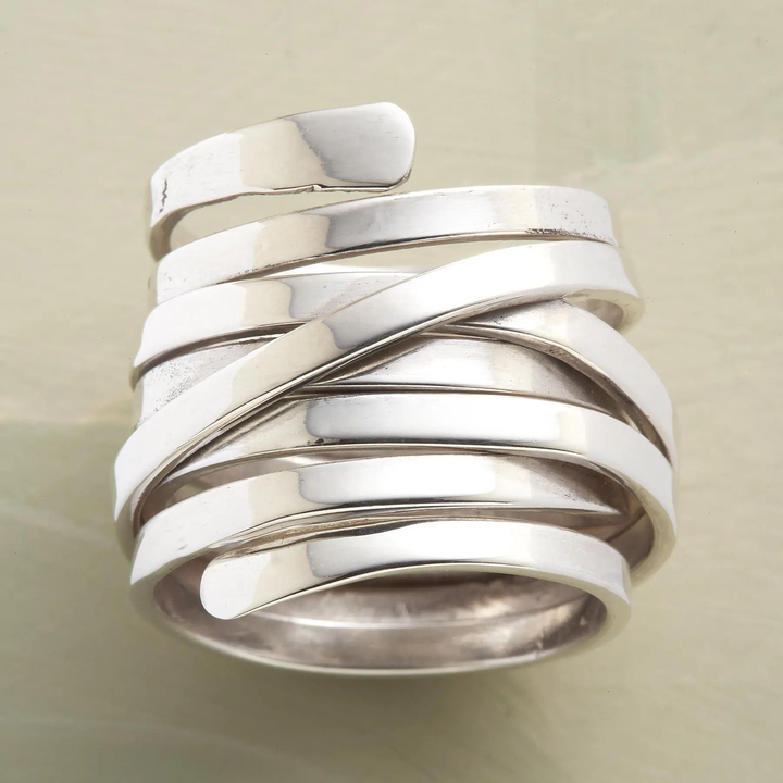 Anillo de Color plata Vintage Elegante