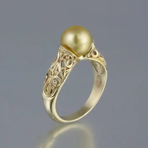Anillo de Perlas Vintage Dorado