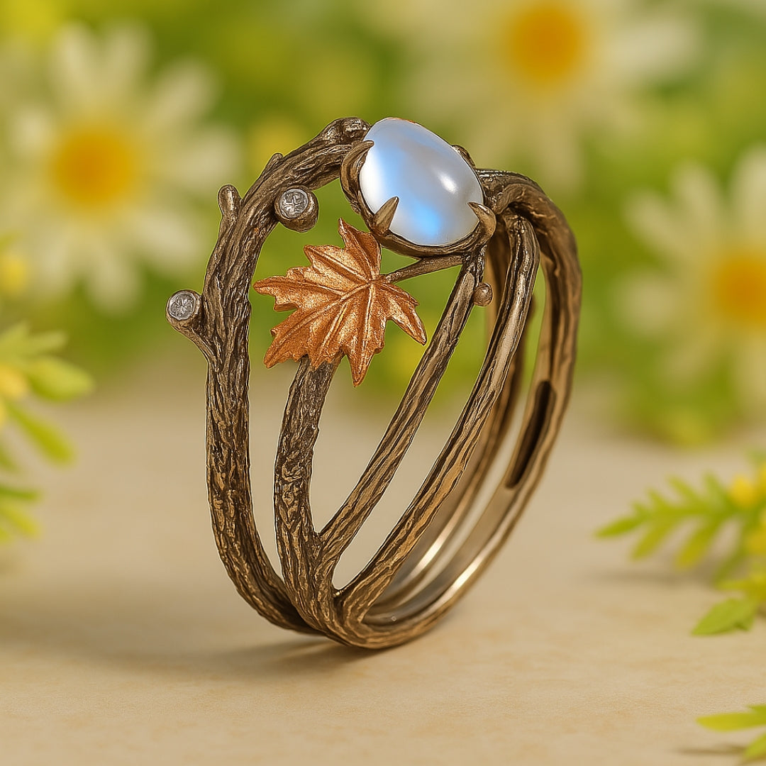 Anillo de Lunares de Piedra Lunar Radiante