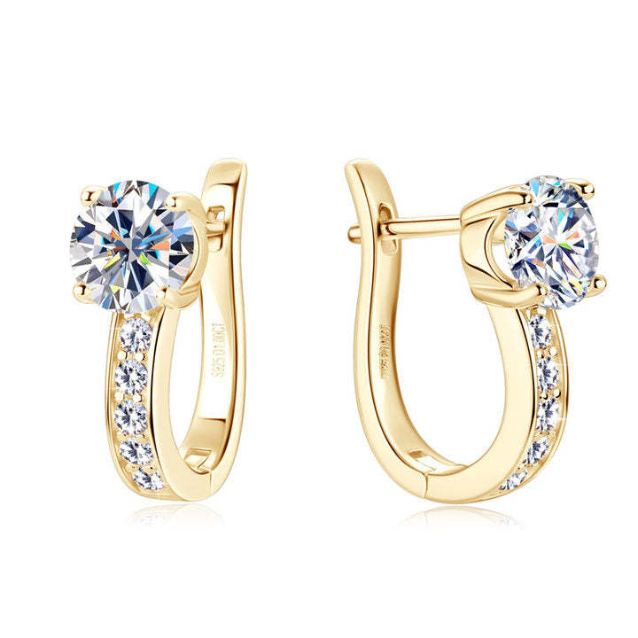 Pendientes Huggie de Canal de Color oro Elegantes