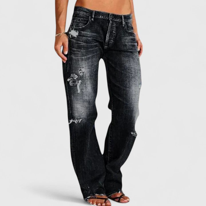 Jeans Mujer Holgados Estilo Vintage Lavado en Negro