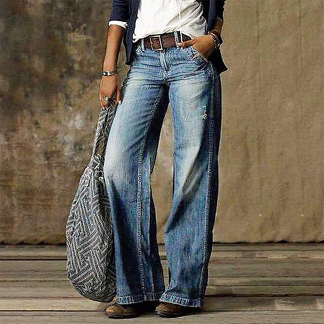 Jeans Vintage Mujer Pierna Ancha Clásicos en Azul claro