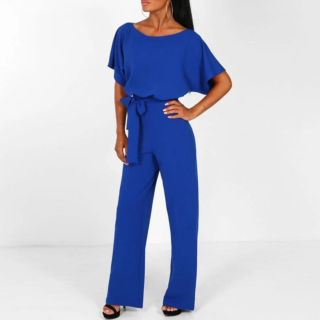 Jumpsuit Casual para Mujer con Cinturón en Azul