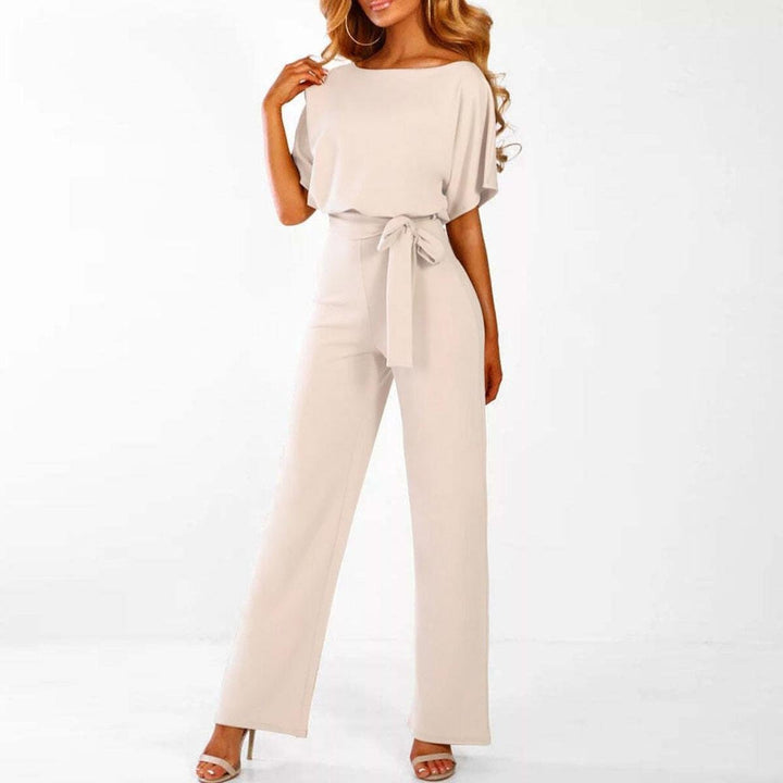 Jumpsuit Casual para Mujer con Cinturón en Beige