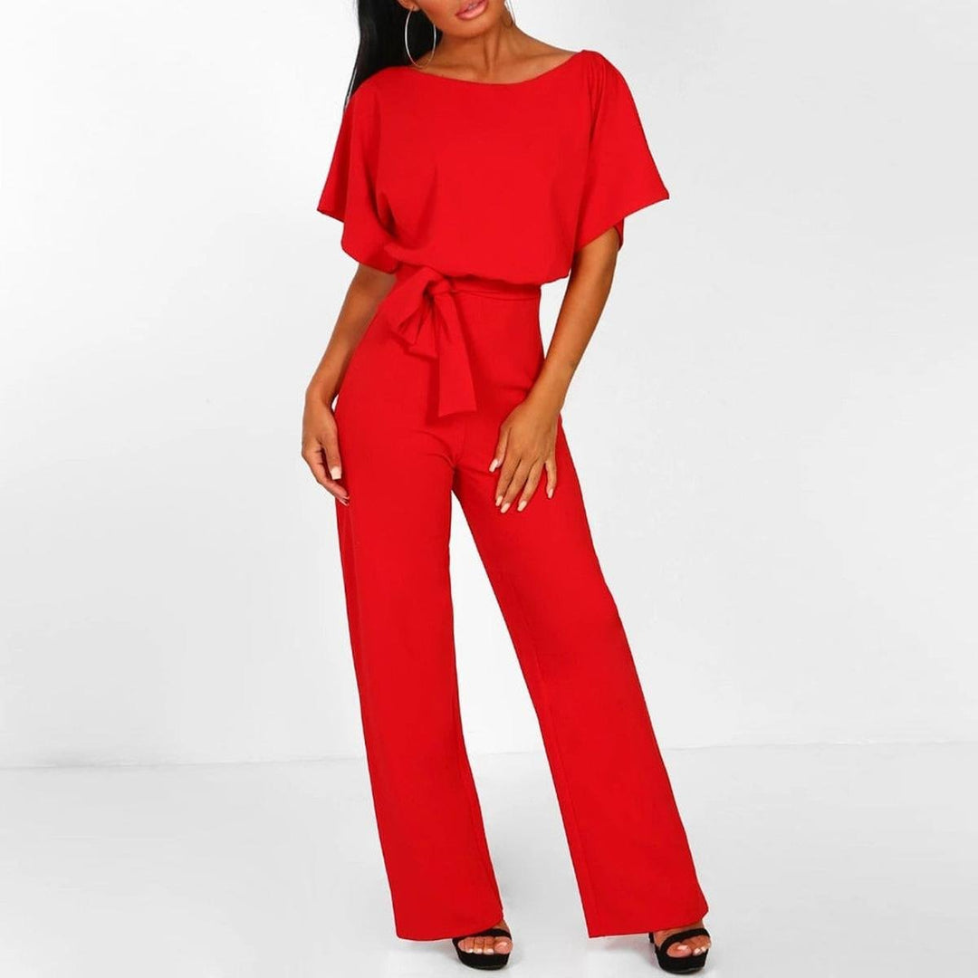 Jumpsuit Casual para Mujer con Cinturón en Rojo