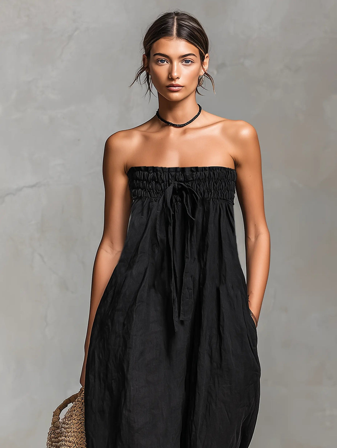 Jumpsuit de Mujer Lino Piernas Anchas Verano (5)